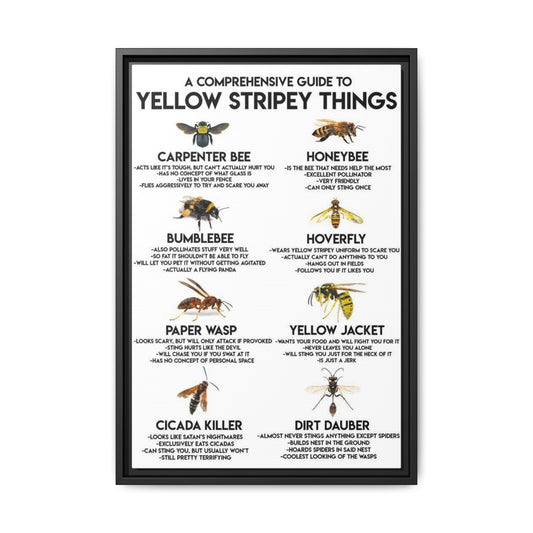 A Comprehensive Guide To Yellow Stripey Things Poster , Bee And Wasp Guide Vertical Poster