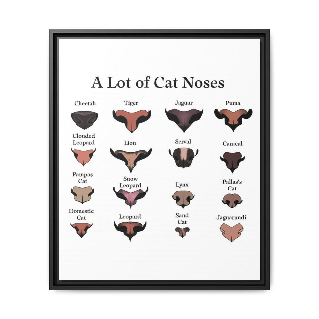 A Lot of Cat Noses Poster, Wild and Domestic Cat Nose Identification Chart, Feline Nose Comparison Guide Educational Canvas Print