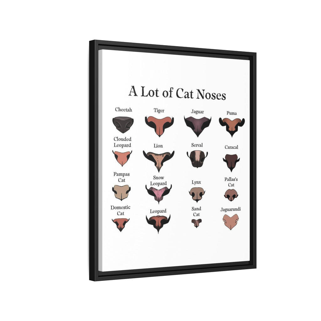 A Lot of Cat Noses Poster, Wild and Domestic Cat Nose Identification Chart, Feline Nose Comparison Guide Educational Canvas Print