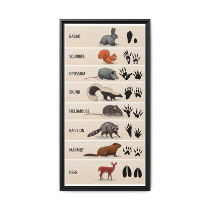 Animal Footprints Rabbit Squirrel Opossum Skunk Vertical Canvas And Poster