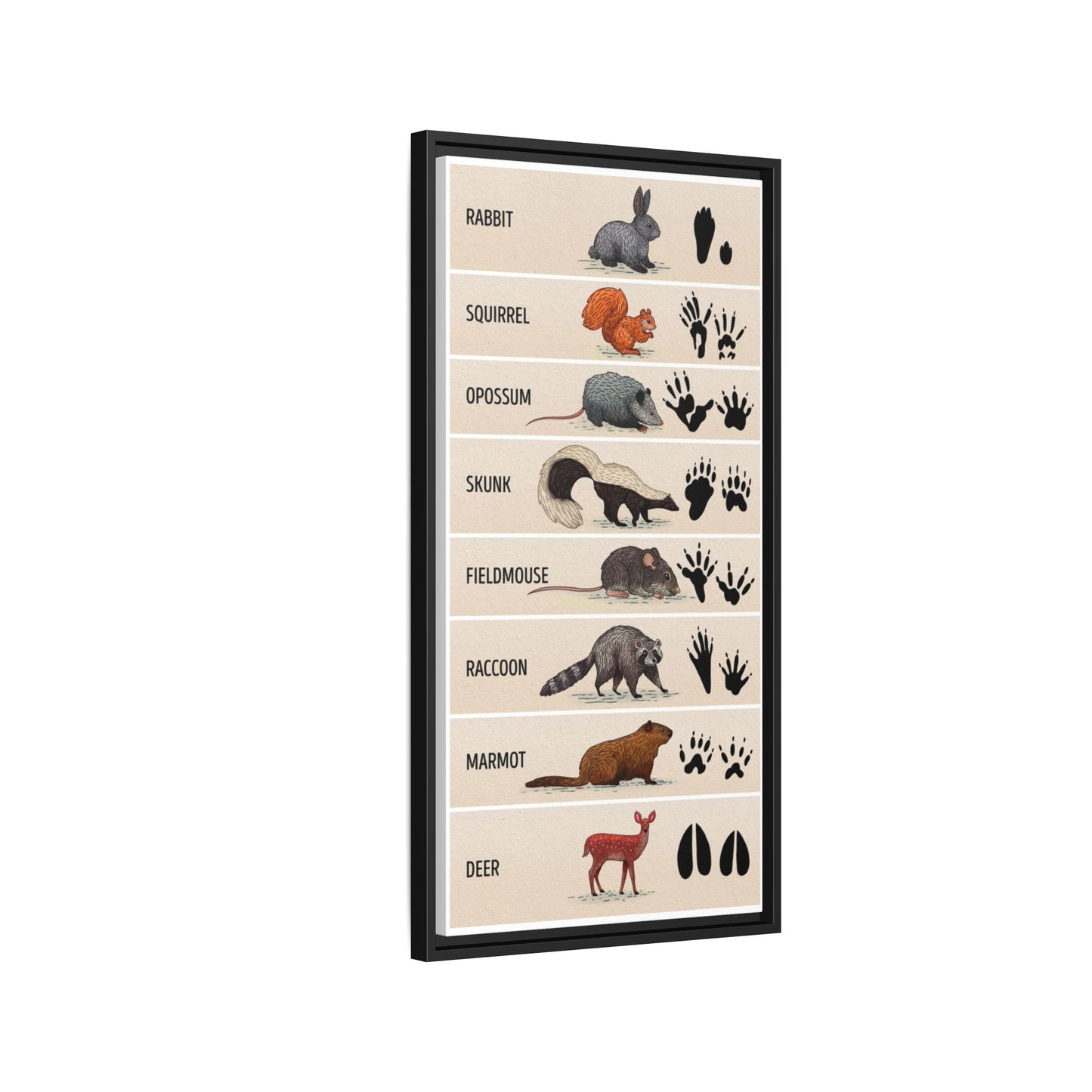 Animal Footprints Rabbit Squirrel Opossum Skunk Vertical Canvas And Poster