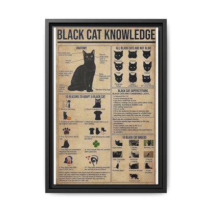Black Cat Knowledge Poster, Black Cat Breeds And Superstitions Guide Vertical Poster