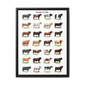 Breeds of Cattle Poster, Cattle Breed Identification Chart, Cow and Bull Breeds Guide Educational Farm Animal Canvas Print