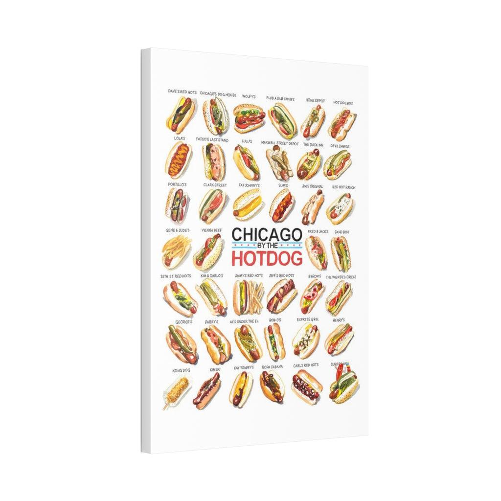 Chicago Hot Dog Poster, Famous Chicago Hot Dog Styles Chart, Iconic Hot Dog Stand Guide, Food Lover Educational Canvas Print