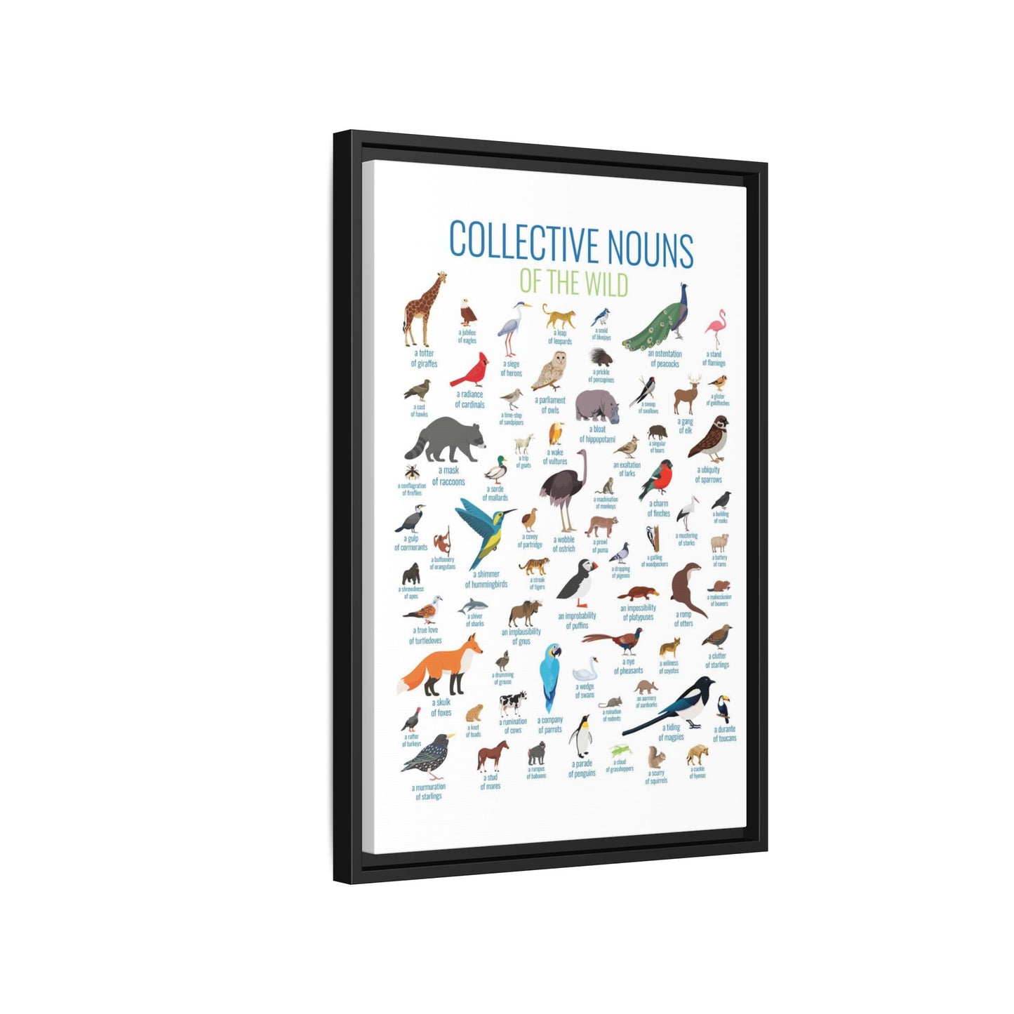 Collective Nouns Of The Wild Animals Birds Mammals Vertical Poster