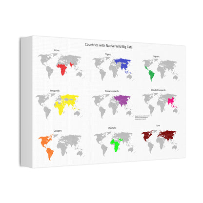 Countries With Native Wild Big Cats Lions Tigers Vertical Poster