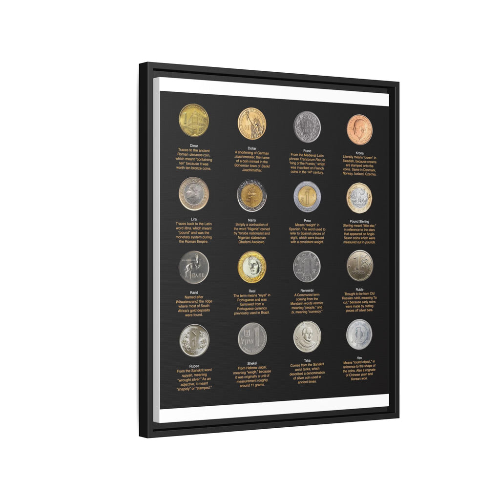Currency Names Guide Vertical Poster and Canvas