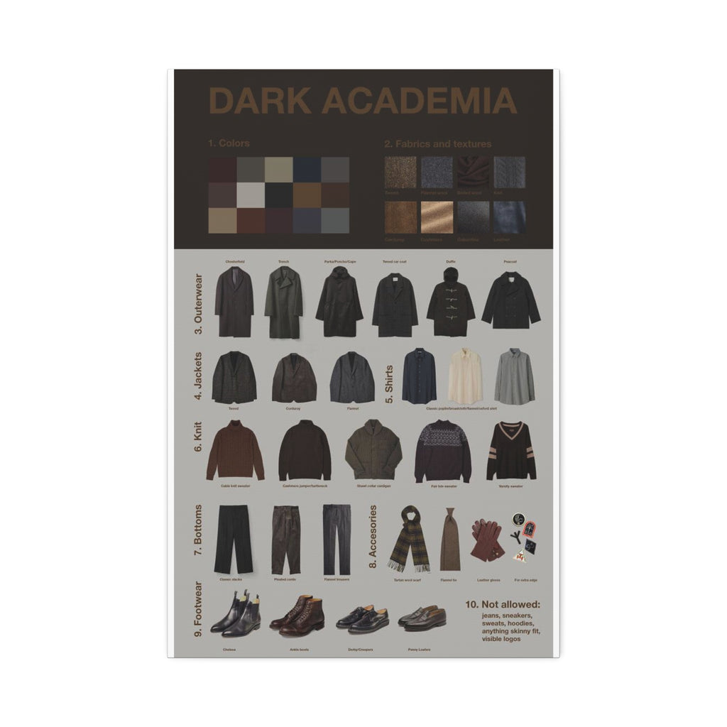 Dark Academia Style Guide Vertical Poster and Canvas