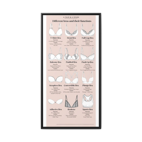 Different Bra Styles And Their Functions Poster, Types Of Bras Guide Vertical Poster