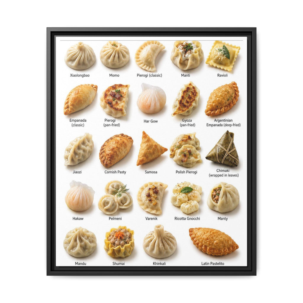 Dumplings Around the World Poster, International Dumpling Types Chart, Global Dumpling Guide, Culinary Food Educational Canvas Print