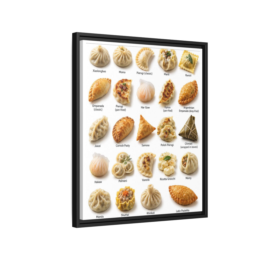 Dumplings Around the World Poster, International Dumpling Types Chart, Global Dumpling Guide, Culinary Food Educational Canvas Print