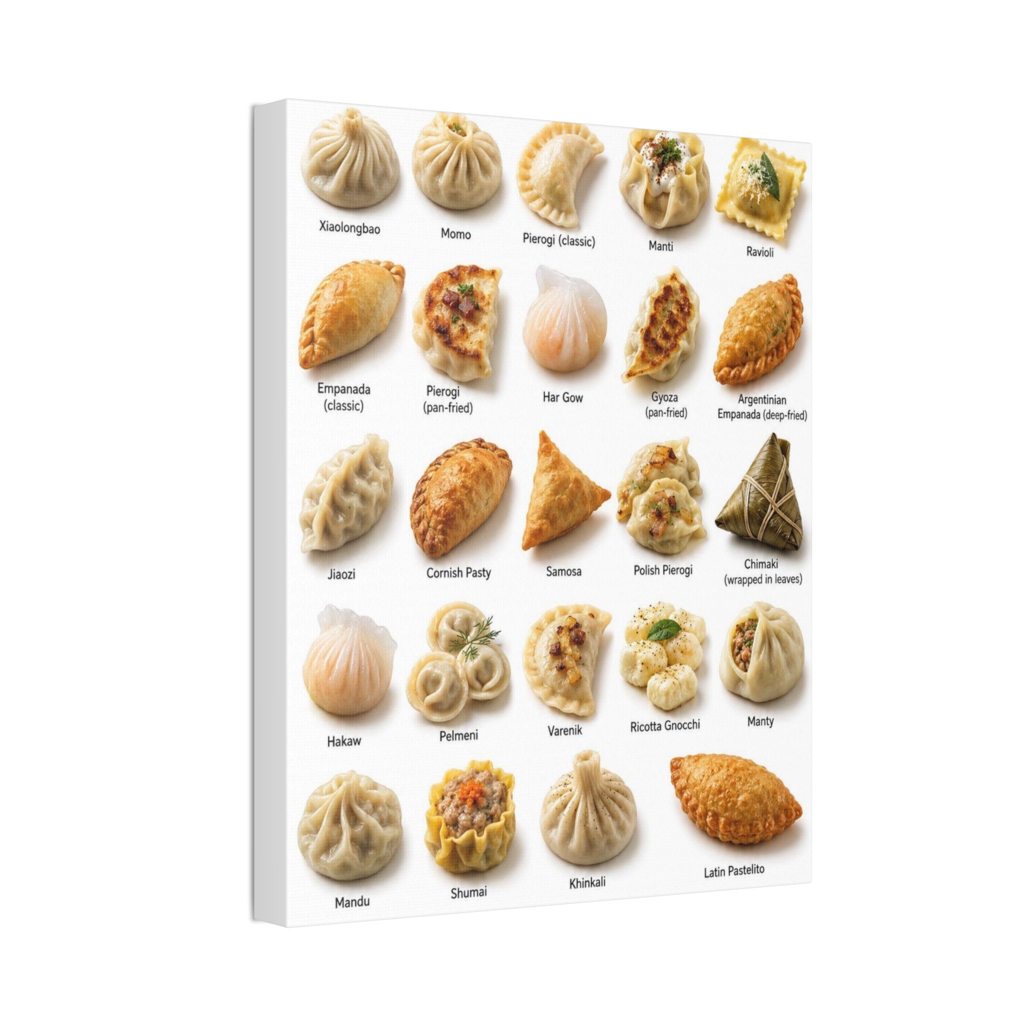 Dumplings Around the World Poster, International Dumpling Types Chart, Global Dumpling Guide, Culinary Food Educational Canvas Print