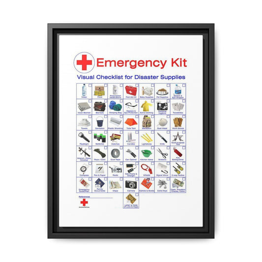 Emergency Kit Visual Checklist for Disaster Supplies Vertical Poster and Canvas