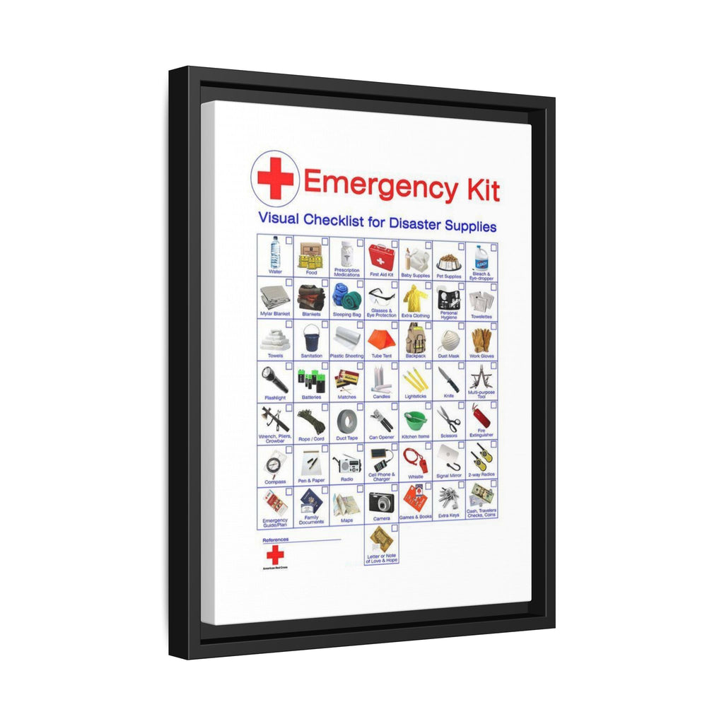 Emergency Kit Visual Checklist for Disaster Supplies Vertical Poster and Canvas