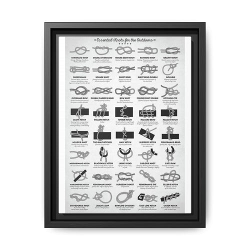 Essential Knots For The Outdoors Poster, Outdoor Knot Guide Vertical Poster