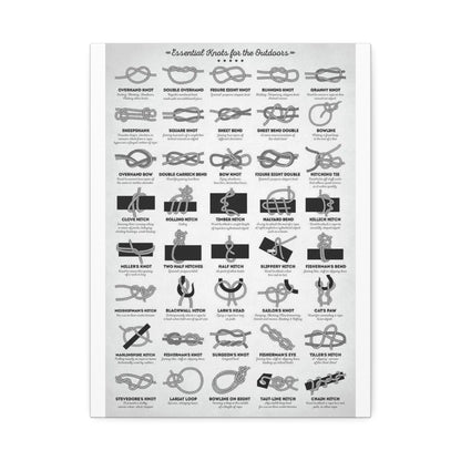 Essential Knots For The Outdoors Poster, Outdoor Knot Guide Vertical Poster