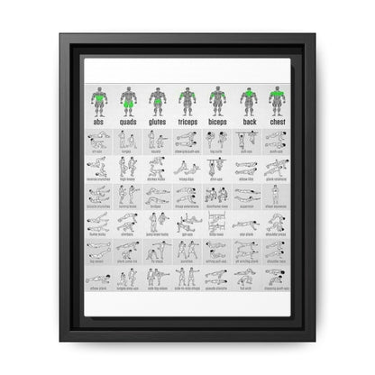 Exercise Workout Guide Poster, Muscle Groups And Exercise Chart Poster