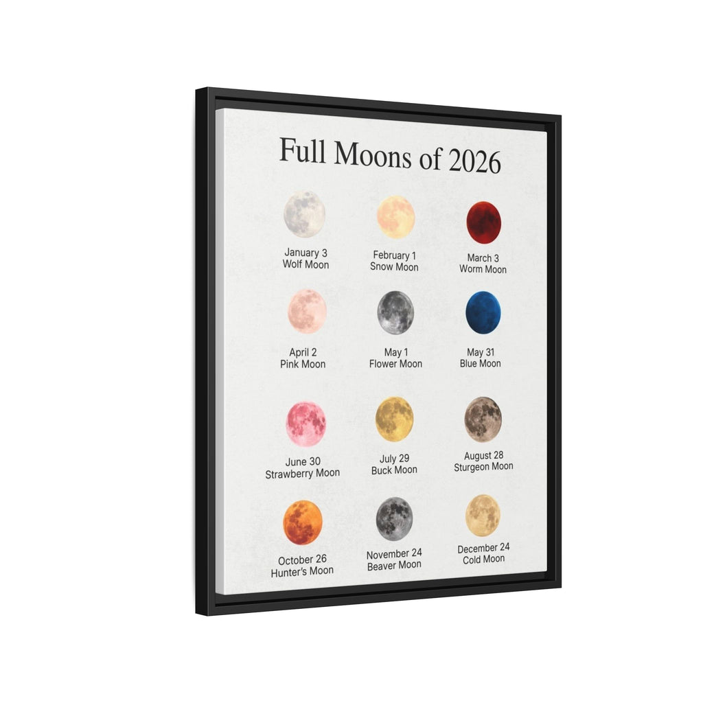 Full Moons of 2026 Vertical Poster and Canvas