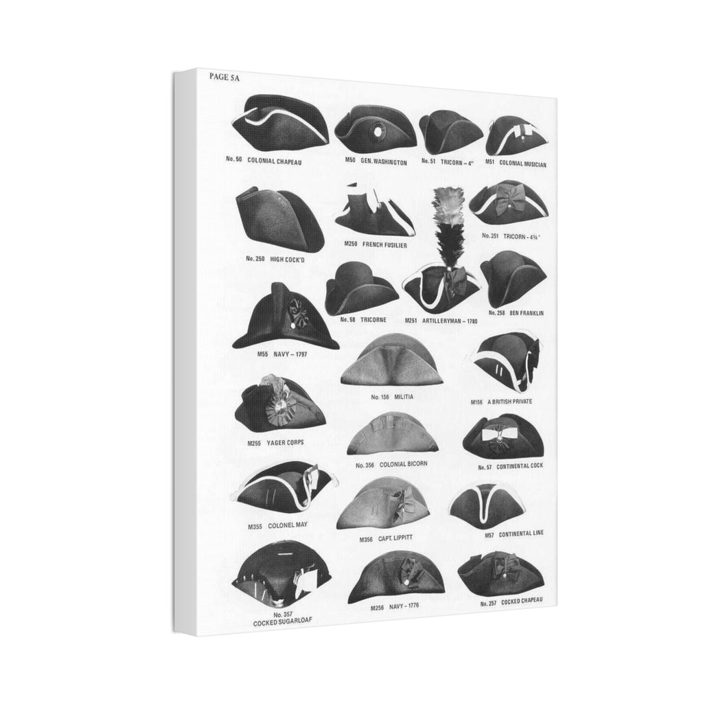 Historic Tricorne Hat Styles Vertical Poster and Canvas