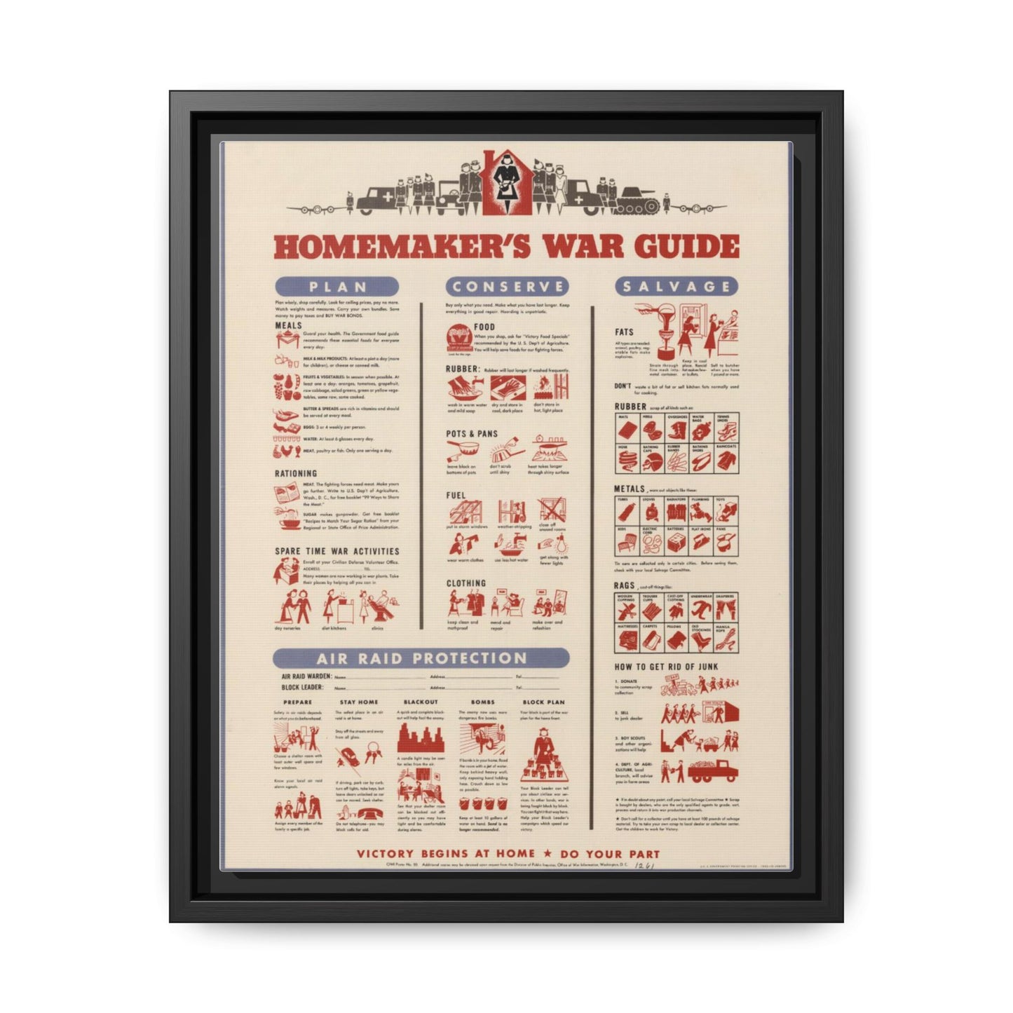 Homemaker's War Guide Poster, Wartime Homefront Reference Vertical Poster