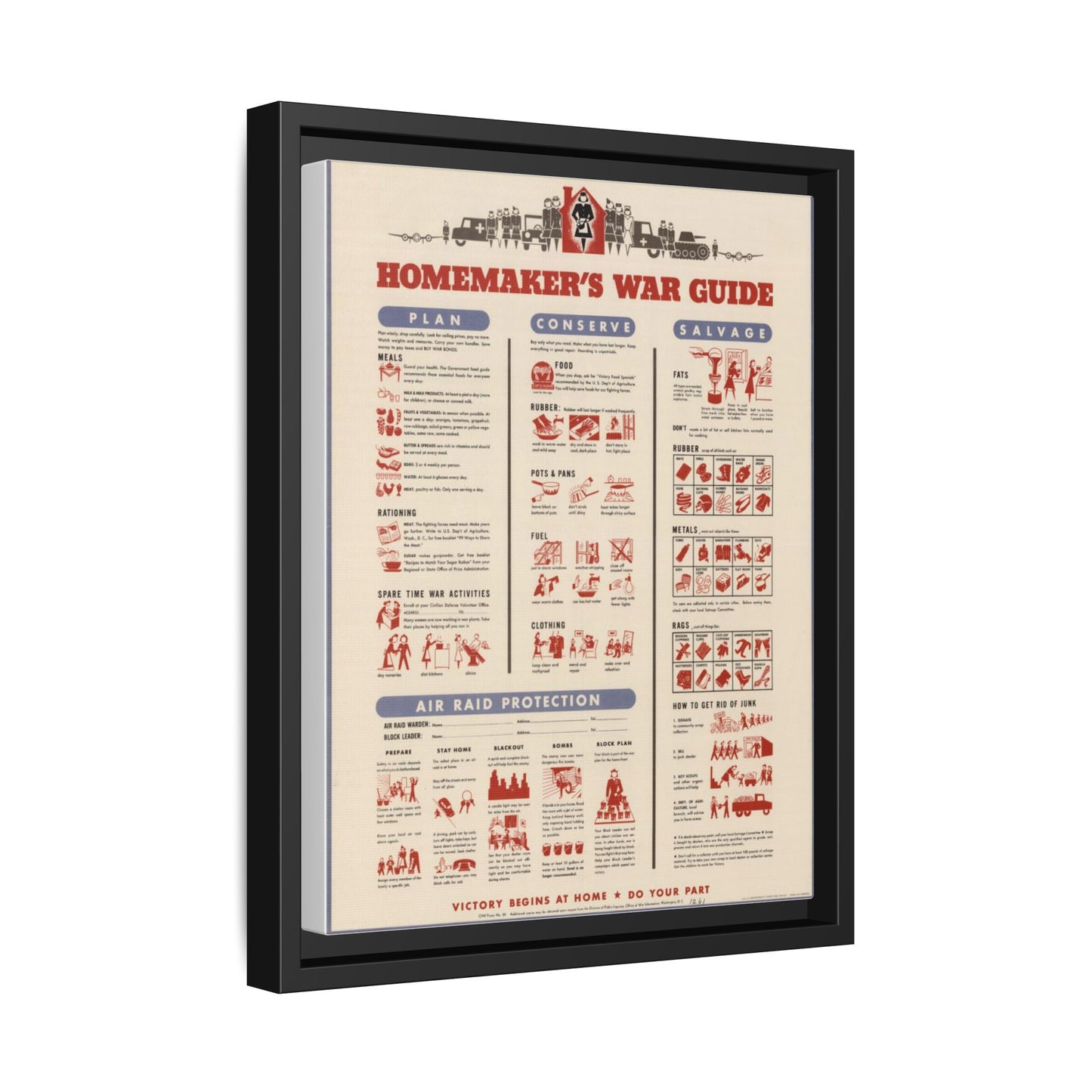 Homemaker's War Guide Poster, Wartime Homefront Reference Vertical Poster