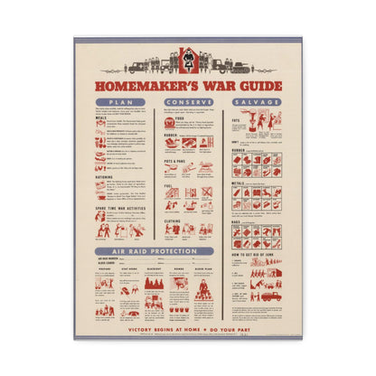 Homemaker's War Guide Poster, Wartime Homefront Reference Vertical Poster