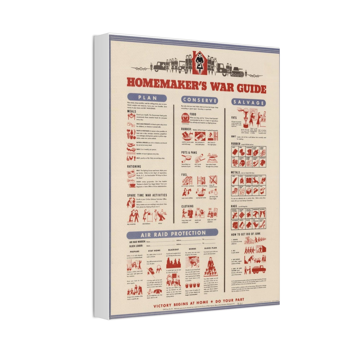 Homemaker's War Guide Poster, Wartime Homefront Reference Vertical Poster