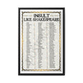 Insult Like Shakespeare Poster, Shakespearean Insults Vocabulary Chart Literary Wall Art Canvas Print