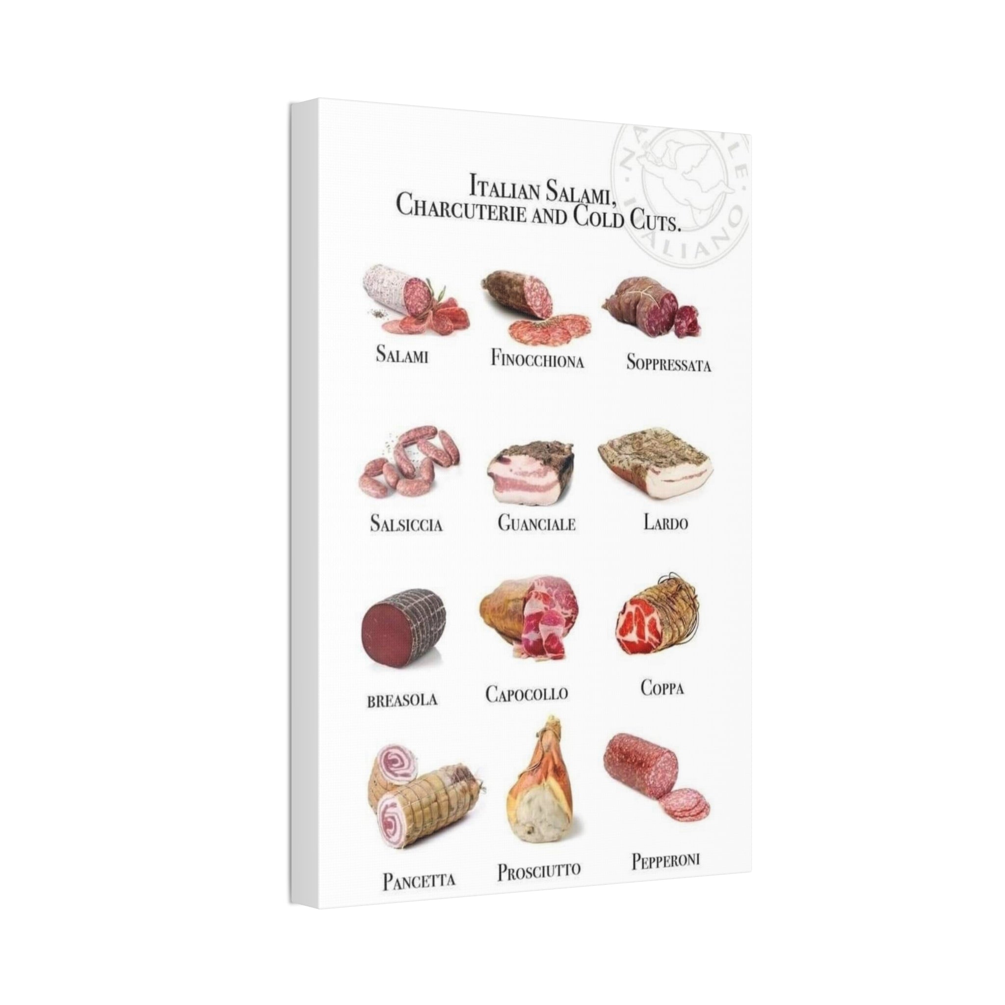 Italian Salami Charcuterie and Cold Cuts Vertical Poster and Canvas