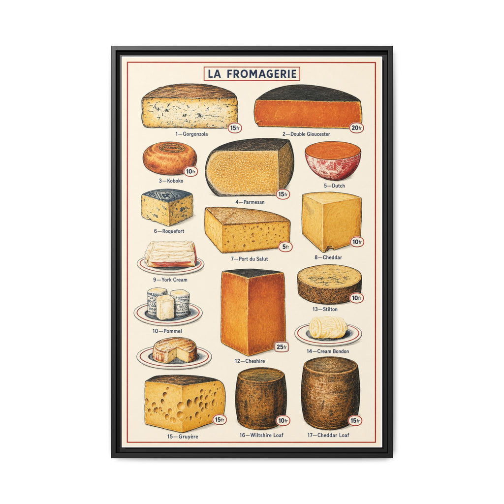 La Fromagerie Cheese Guide Vertical Poster and Canvas