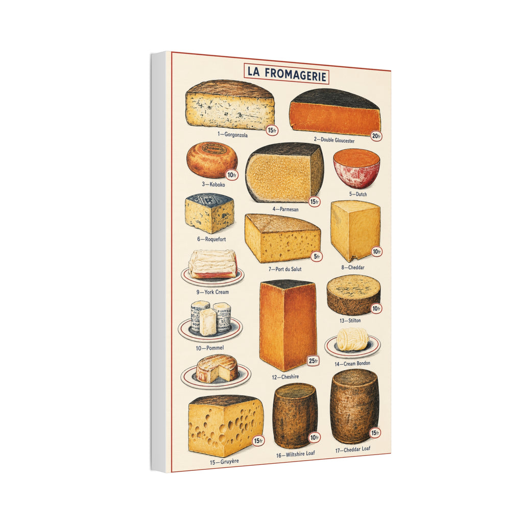 La Fromagerie Cheese Guide Vertical Poster and Canvas