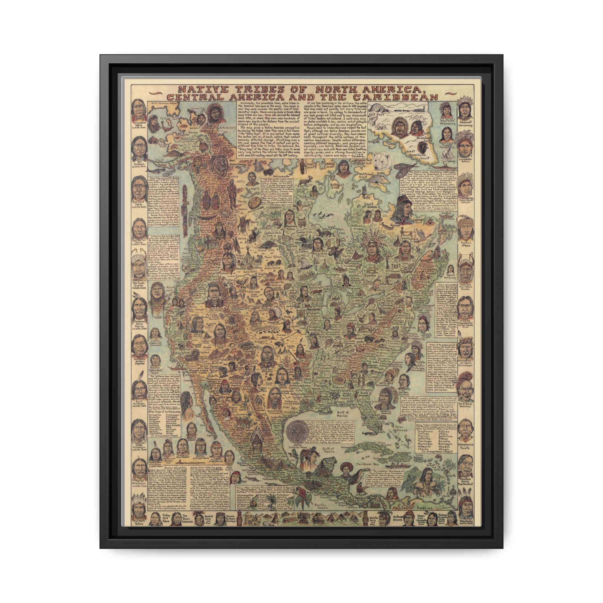 Native Tribes of North America Map Poster, Indigenous Peoples Historical Map Print, Native American Tribal Nations Wall Art