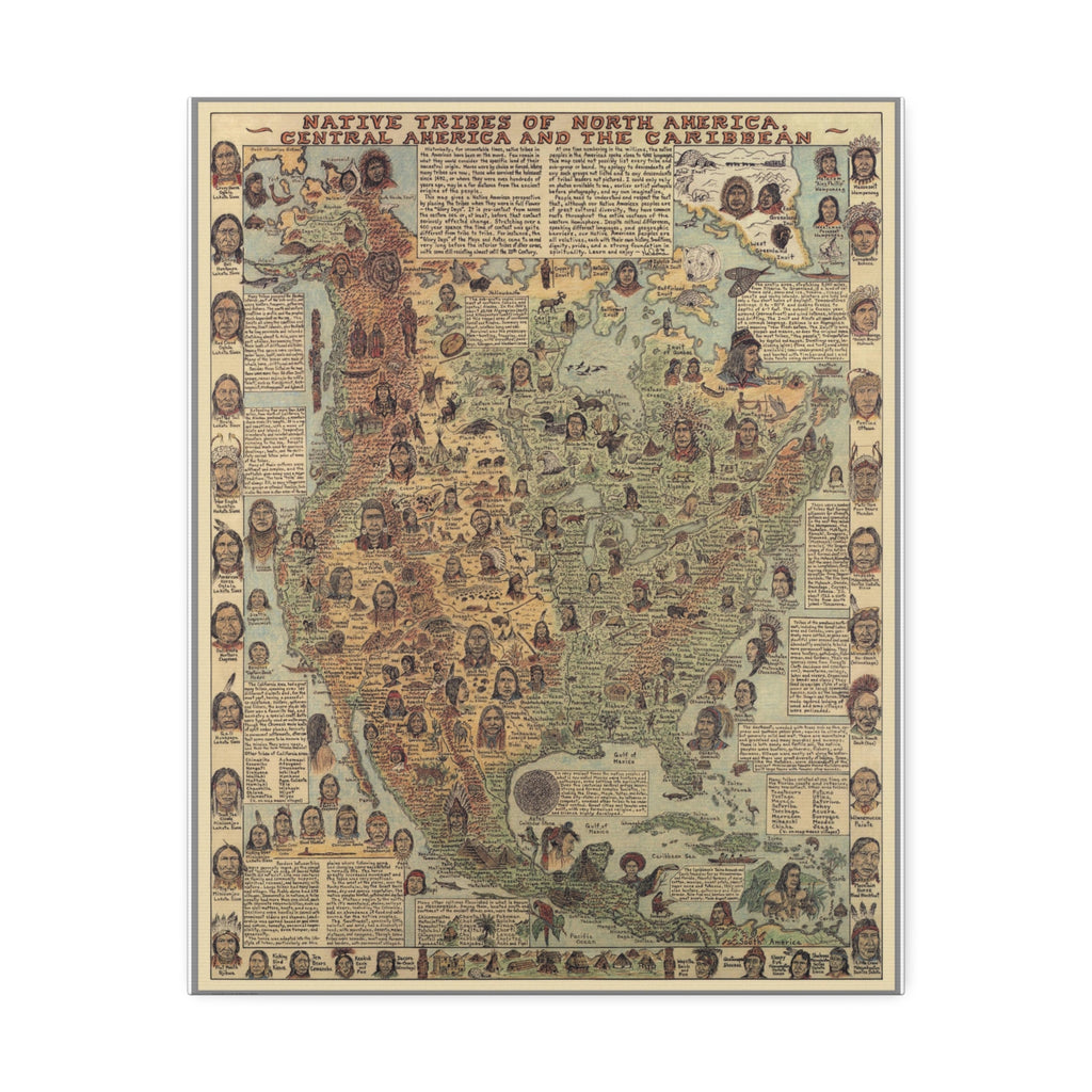 Native Tribes of North America Map Poster, Indigenous Peoples Historical Map Print, Native American Tribal Nations Wall Art