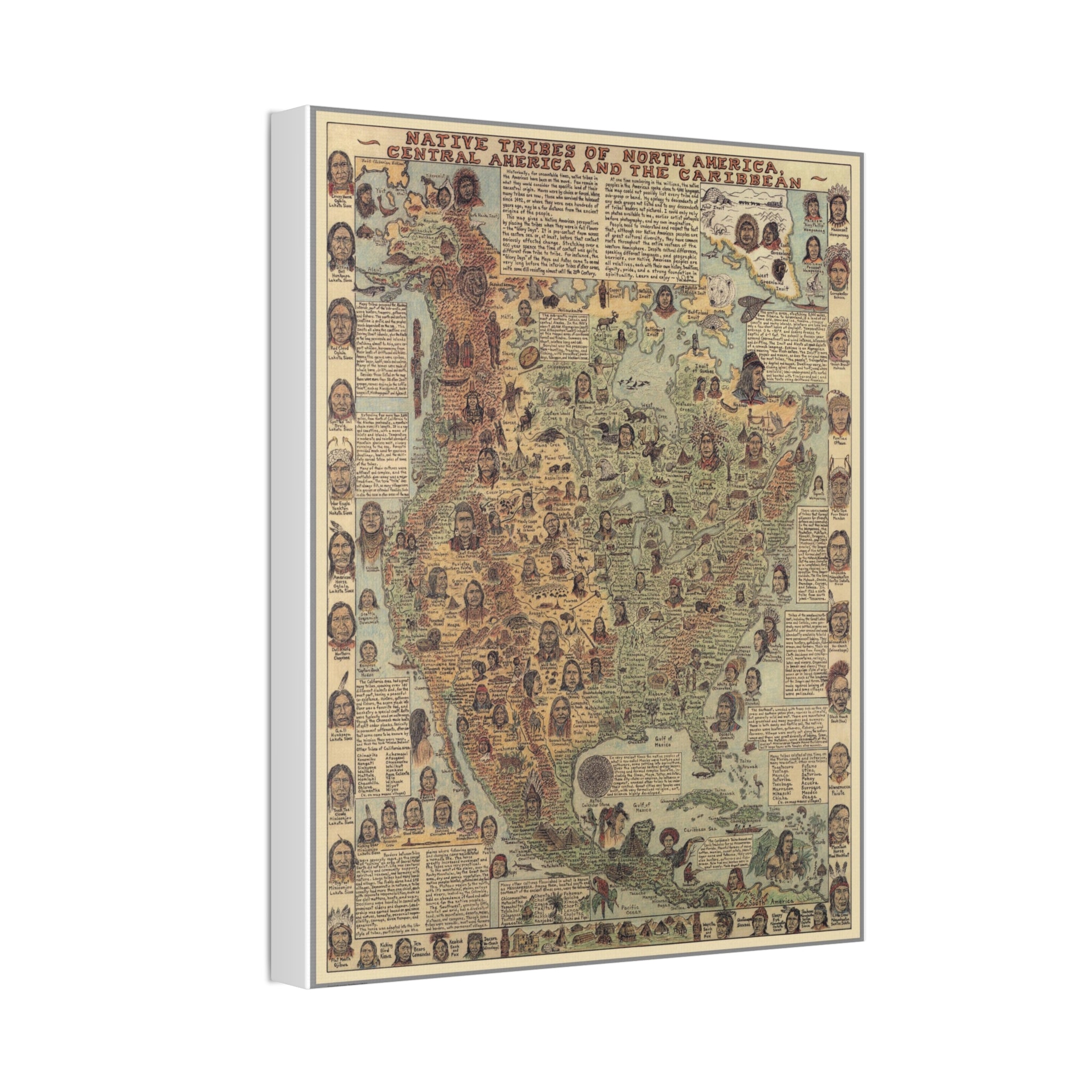 Native Tribes of North America Map Poster, Indigenous Peoples Historical Map Print, Native American Tribal Nations Wall Art