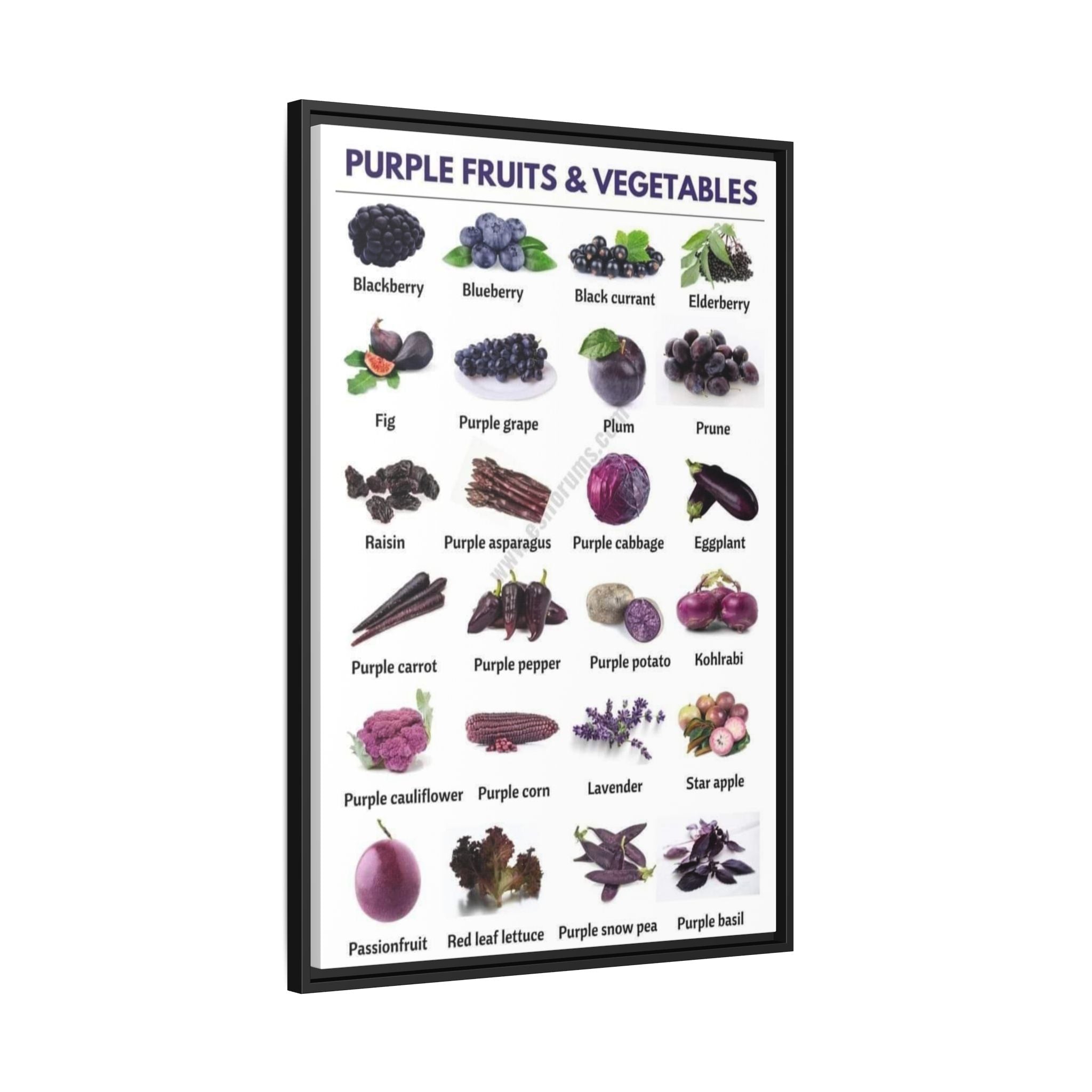 Purple Fruits & Vegetables Vertical Poster and Canvas