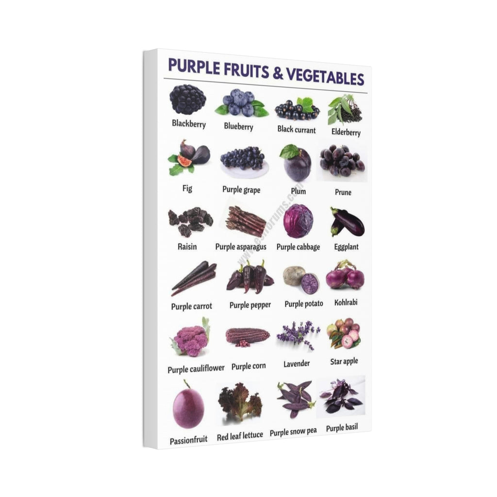 Purple Fruits & Vegetables Vertical Poster and Canvas