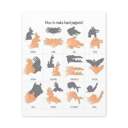 Shadow Hand Puppets Guide Poster, Hand Shadow Art Chart Vertical Poster