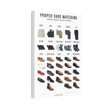 Shoe Matching Guide Poster, Men’s Shoes Socks And Pants Chart Vertical Poster