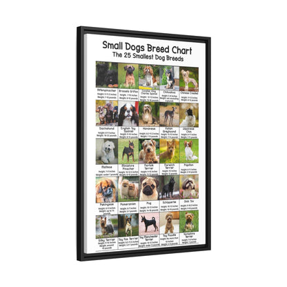 Small Dogs Breed Chart, 25 Smallest Dog Breeds Vertical Poster