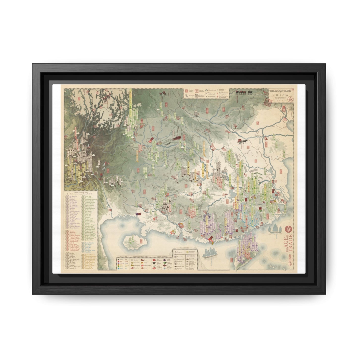 Tea Mountains Of China Map Poster, Chinese Tea Regions Chart Vertical Poster