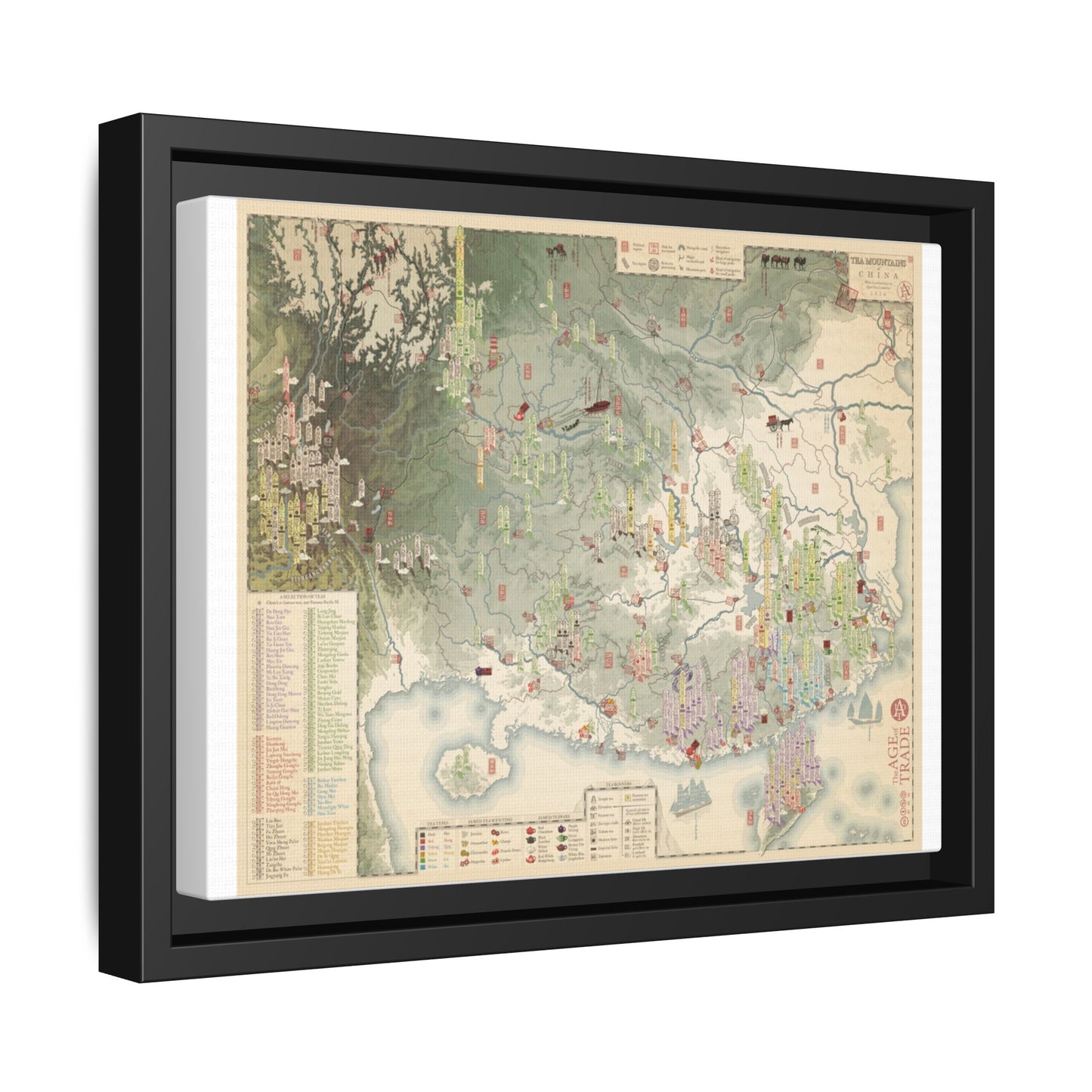 Tea Mountains Of China Map Poster, Chinese Tea Regions Chart Vertical Poster