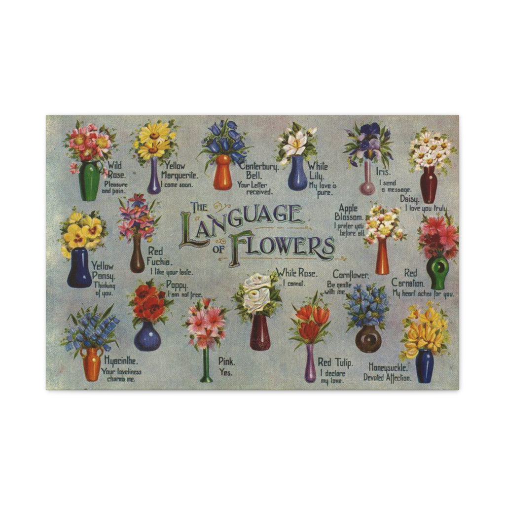 The Language of Flowers Poster, Victorian Floriography Chart Print, Flower Meaning Wall Art, Botanical Vintage Decor Gift
