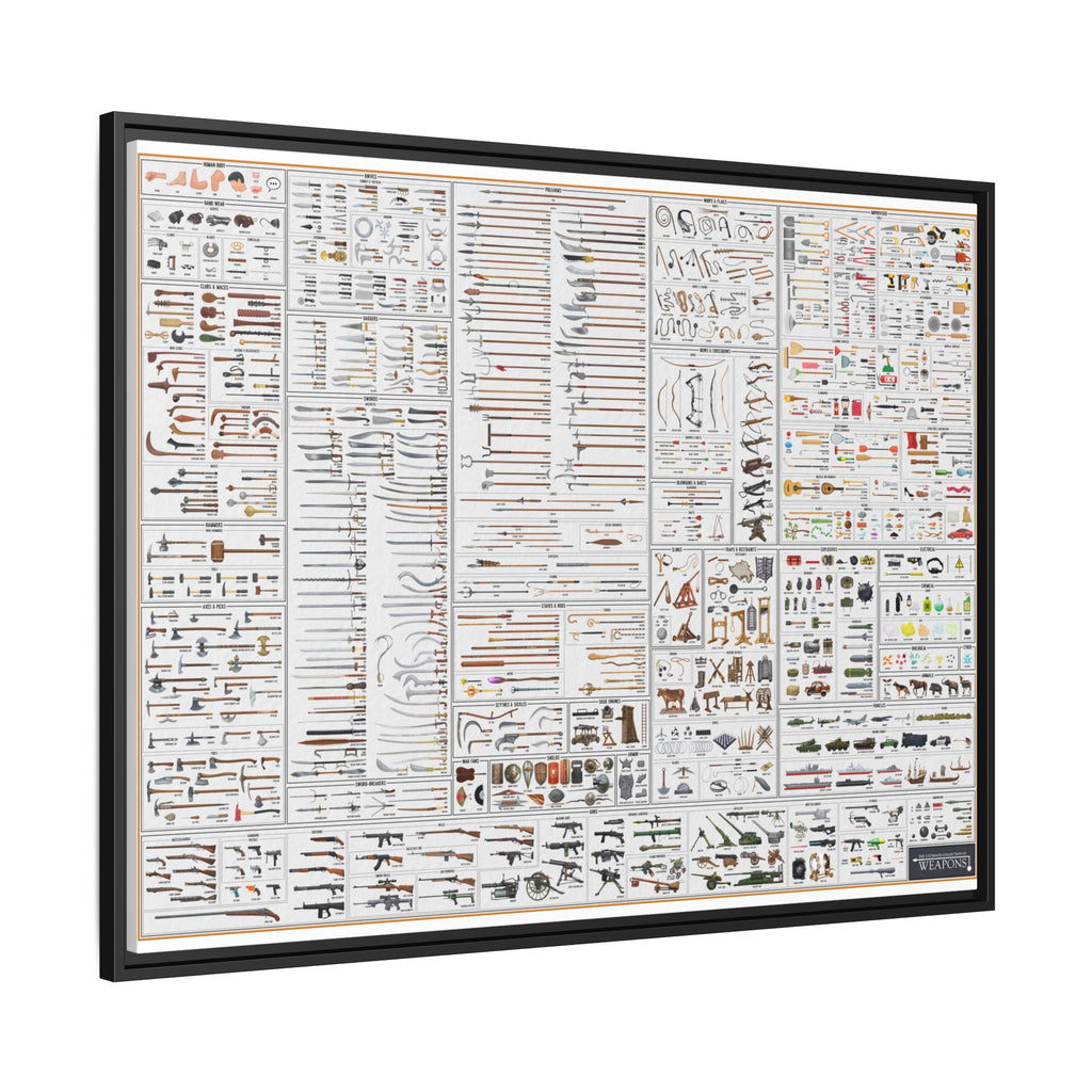 Weapons History and Visual Guide Poster and Canvas, Vintage Weapons Chart Wall Art, Military Arms Collection Print