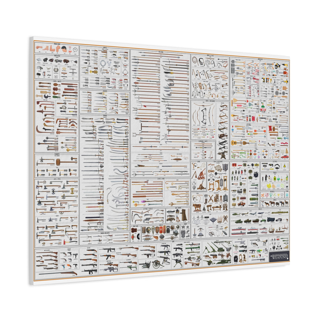 Weapons History and Visual Guide Poster and Canvas, Vintage Weapons Chart Wall Art, Military Arms Collection Print