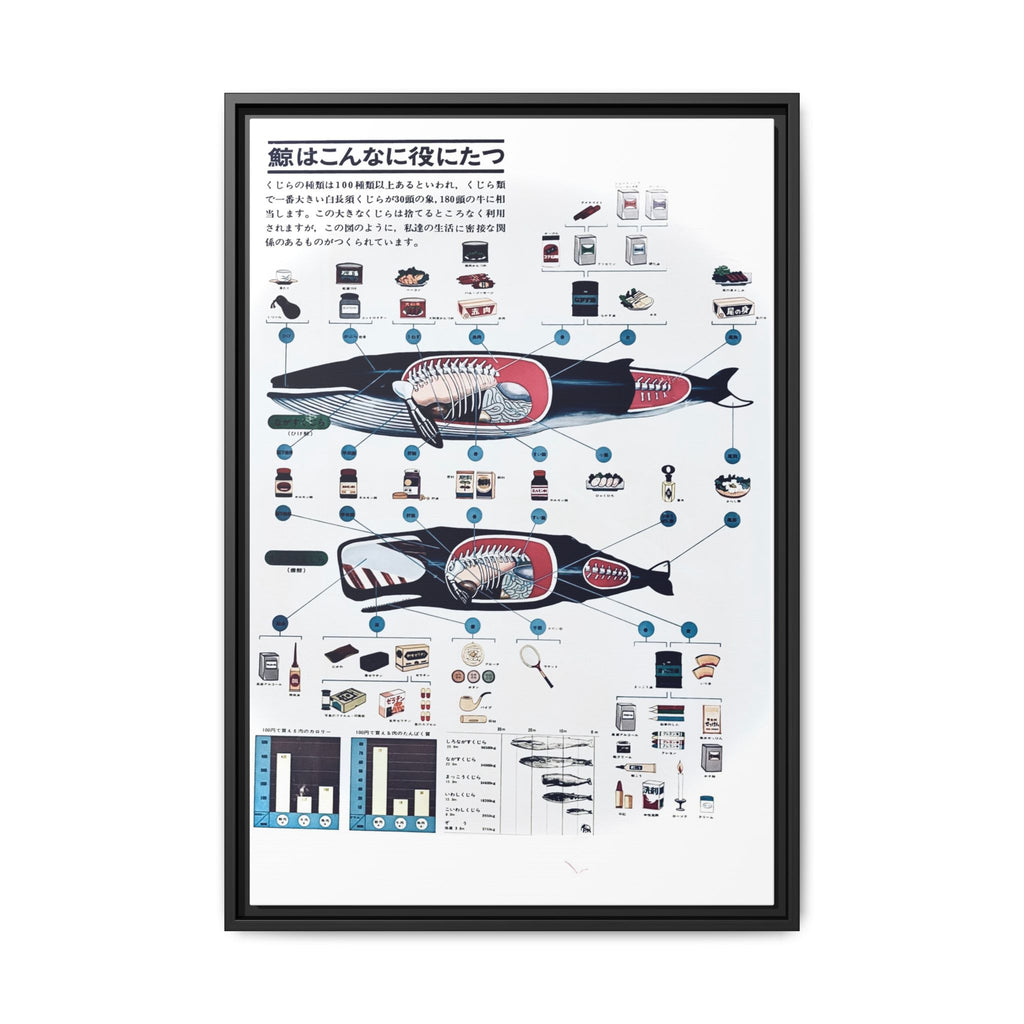 Whales are very useful poster produced in 1963 by Nippon Suisson Co. Ltd. showing the byproducts produced from commercial whale fishing.