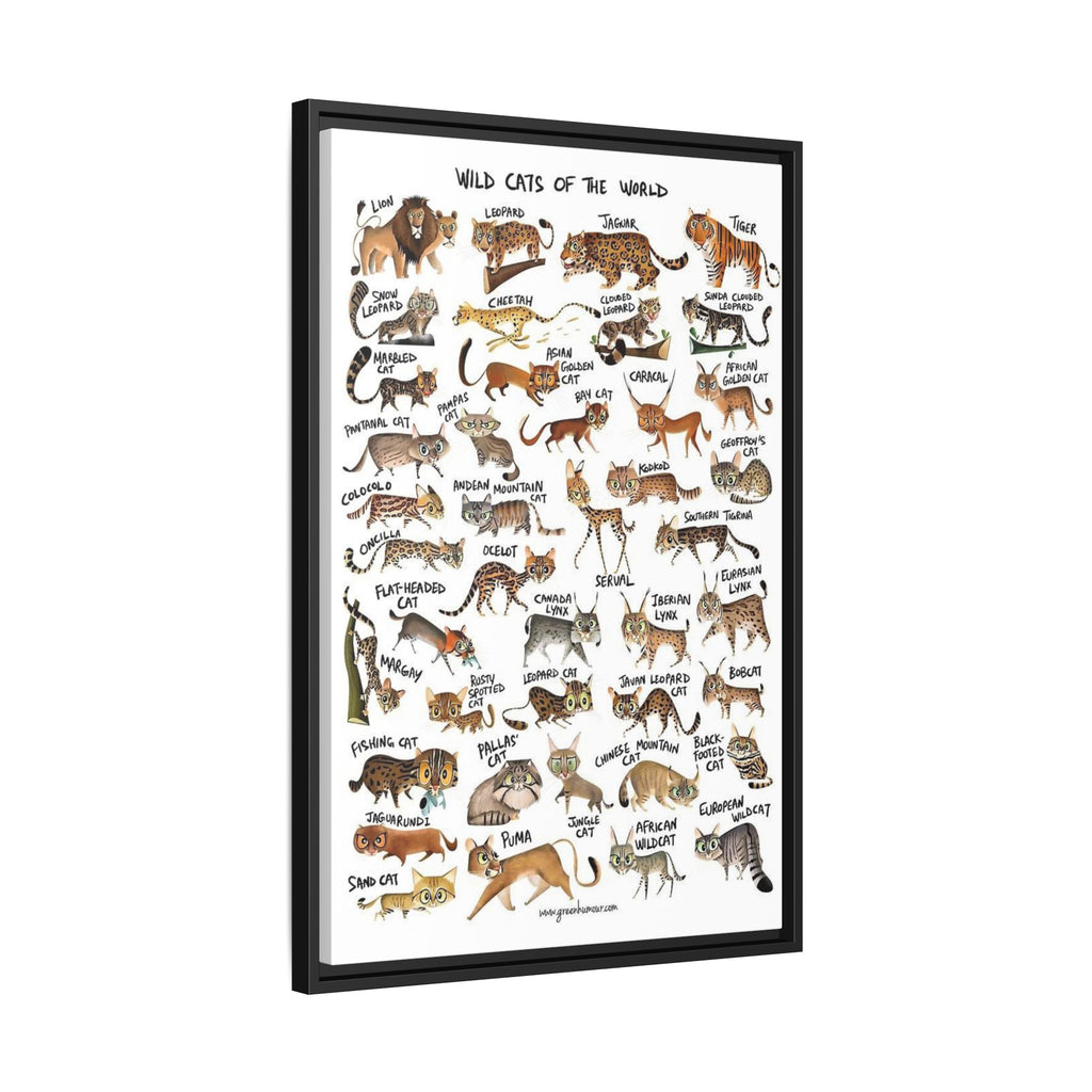 Wild Cats of the World Poster, Wild Cat Species Identification Chart, Educational Feline Wildlife Canvas Print